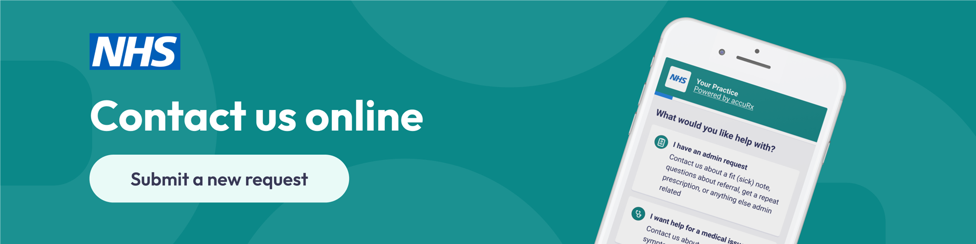 NHS contact us online banner